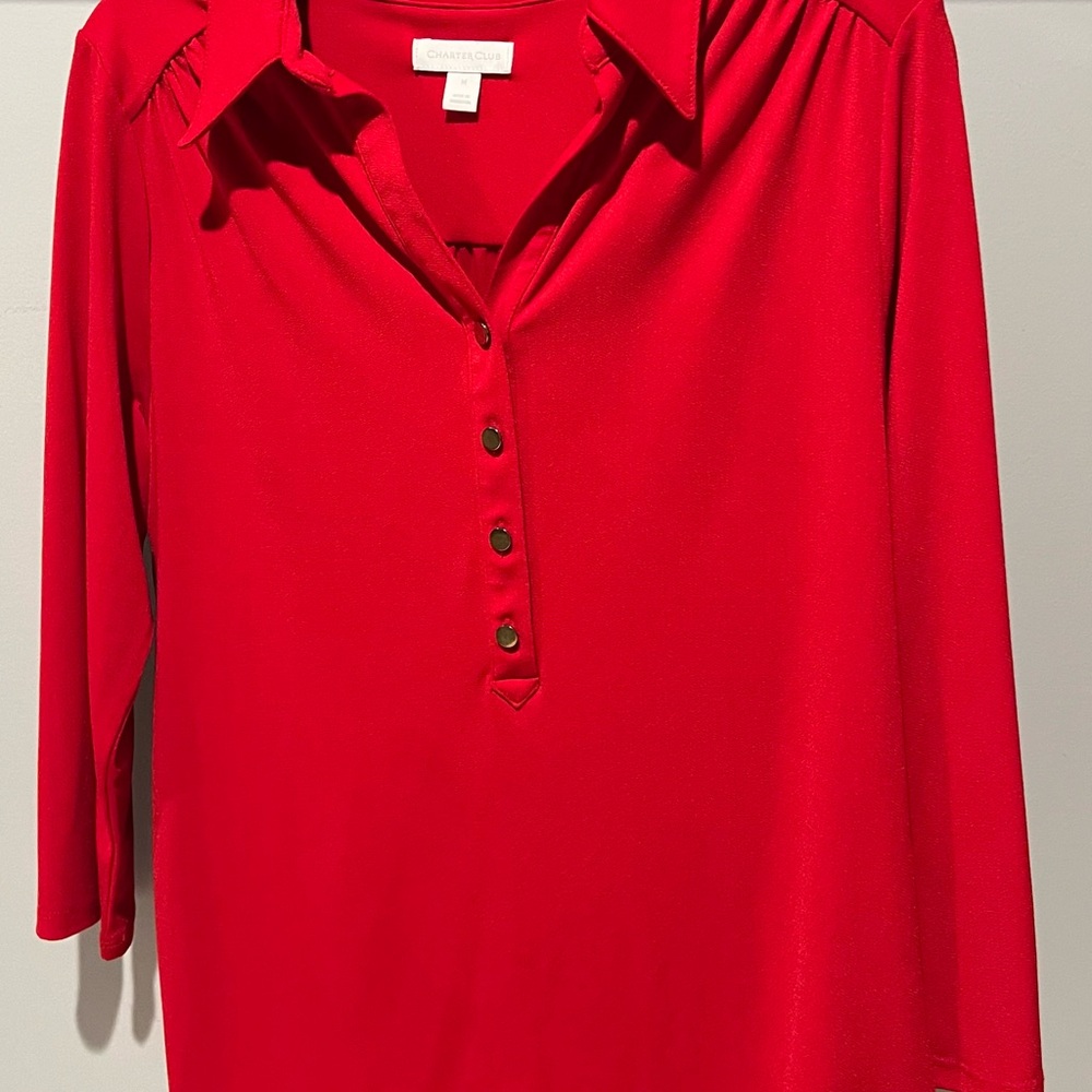 Charter Club Red Button-Down Women's Shirt